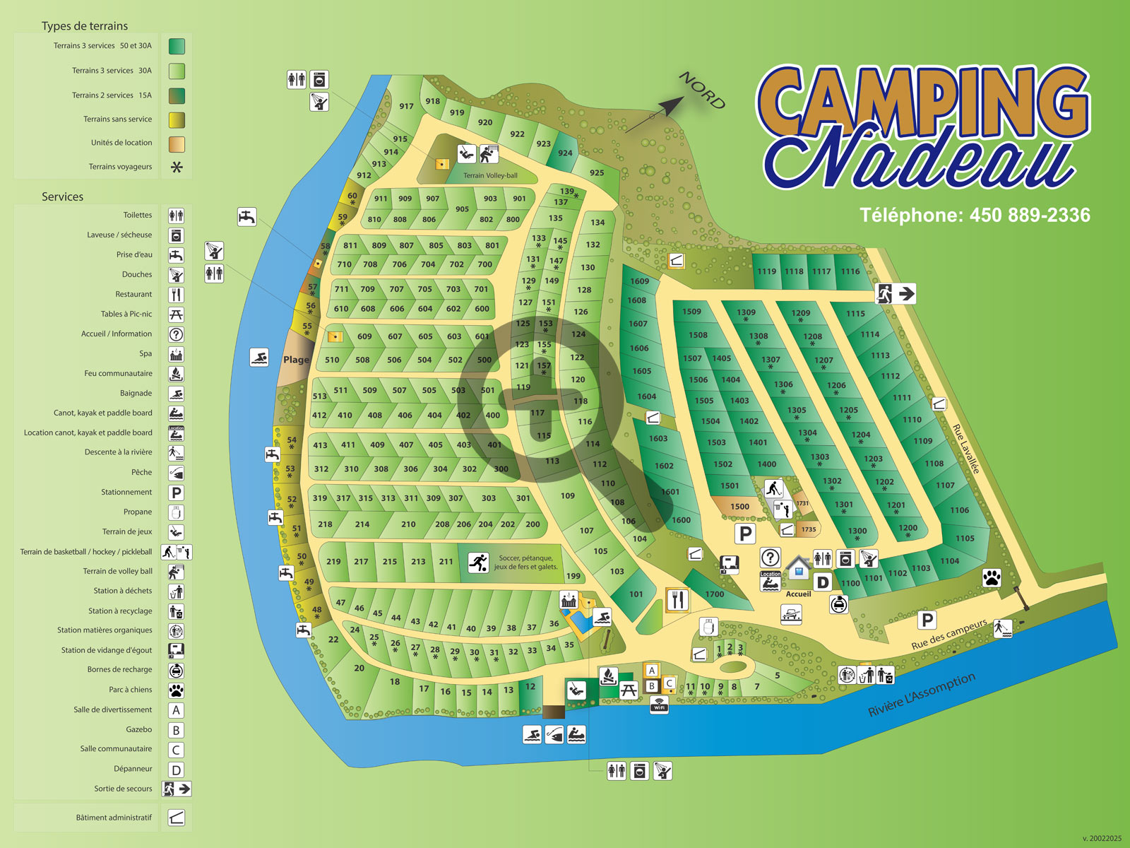 Plan du Camping Nadeau 2025